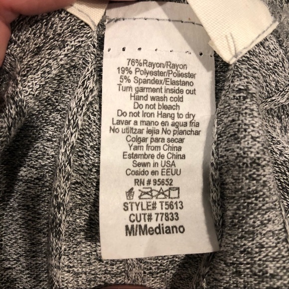 Hippie Love Gray V-Neck Sweater! Soft! - Picture 8 of 8